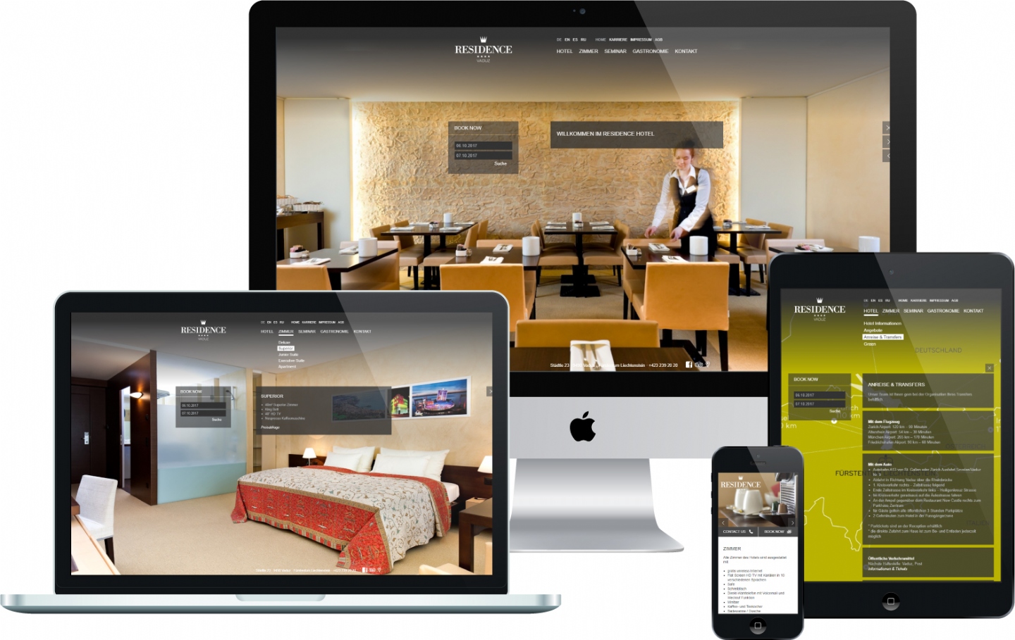Schlosshotel Residence AG - Responsive Website, CMS, Buchungsanbindung
